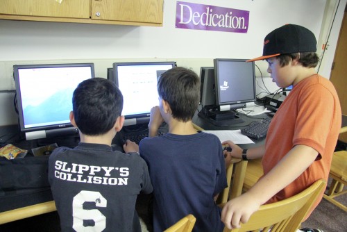 Students working on a pixilation animation