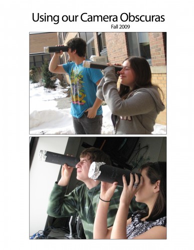 Students went outside to try their camera obscuras. 